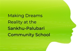 [ai] A green background featuring a silhouette of a head with the text "Making Dreams Reality at the Sankhu-Palubari Community School" superimposed in black. The image conveys a focus on educational aspirations.